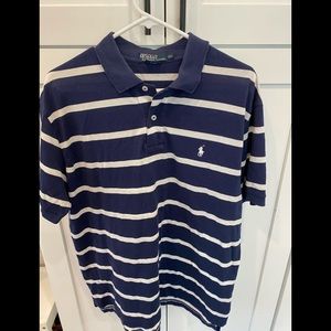Polo Ralph Lauren Regular Fit Mesh Polo Shirt Blue and white stripe Size XL